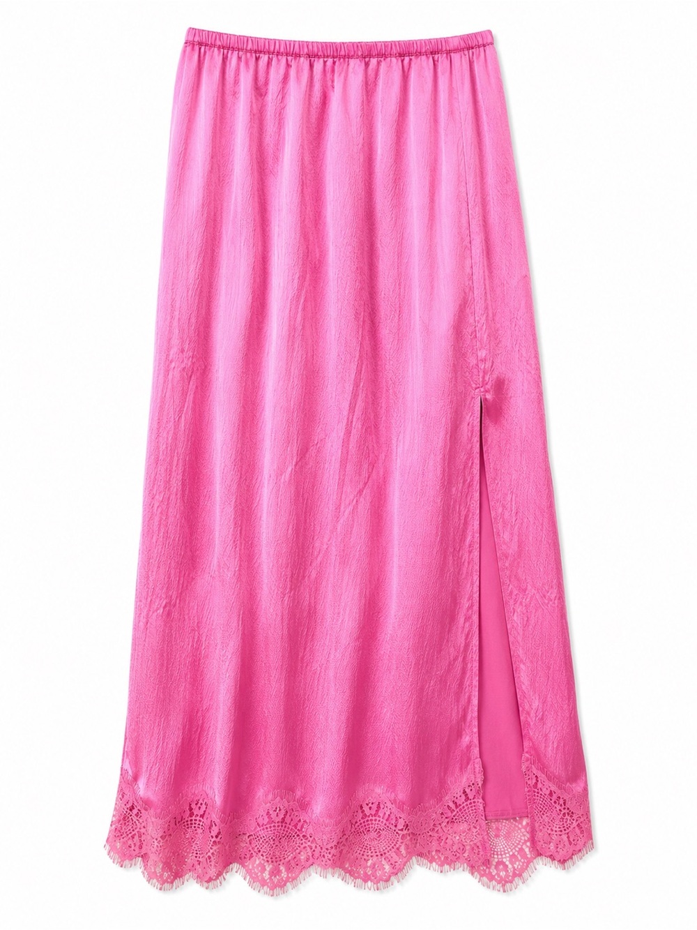 Aerie Pink Satin Lace Maxi Skirt Y2K Coquette Fairycore Slip Skirt XS